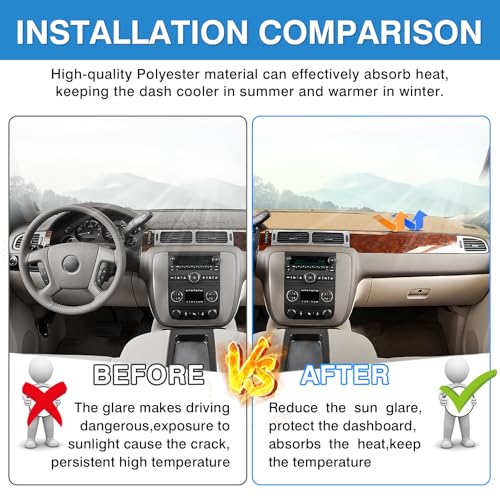 Autorder Beige Dashboard Cover Mat for 2007-2013 Chevy Chevrolet Silverado Sierra, 2007-2014 Chevy Tahoe Suburban Denali Avalanche & GMC Yukon/XL & Only One Glove Box Accessories Polyester Dash Cover - size: Beige 07-13 Silverado 1 Glove Box