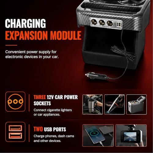 Universal Center Console Organizer for Minivans & SUVs - size: With Dual USB Charging/Holder/Locked