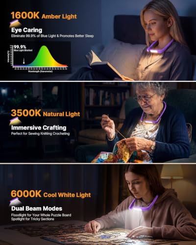 Neck Light with Storage Case, 3 Colors Dimmable Reading Light - color: Dark Purple Light with Storage Case