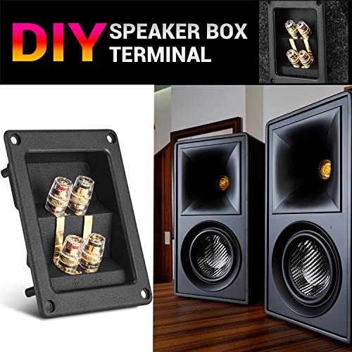 Facmogu 2PCS Rectangle 4-Way Speaker Terminal Box, Gold-Plated Terminal Cup - color: 4-way Rectangle