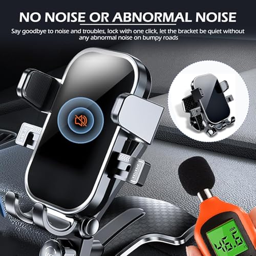 Dashboard Phone Holder, Multi-Angle Adjustment Noise-Free Anti-Shake Navigation Bracket, Portable Spring Clip Bracket with Anti-Scratch Silicone Protection, for Most Cars (Black)