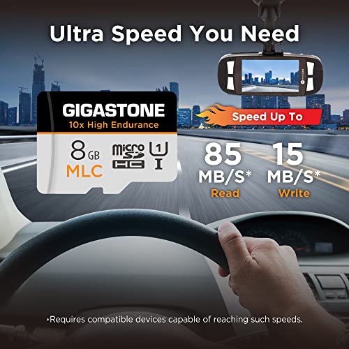 [10x High Endurance] GIGASTONE Industrial 8GB MLC Micro SD Card 2-Pack, Full HD Video Recording, Security Cam, Dash Cam, Surveillance Compatible 85MB/s, U1, with Adapter [5-Yrs Free Data Recovery] - color: 8GB High Endurance 2-Pack