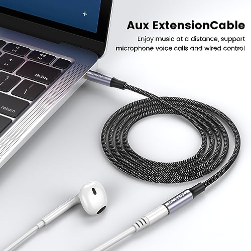 MOSWAG 13.12FT 3.5mm Male to Female Extension Cable with Microphone Stereo - color: Black, size: 13.12 ft