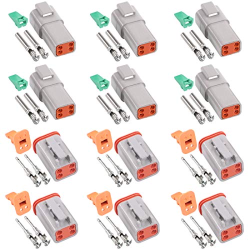 Glarks 54Pcs 4 Pin Way Sealed Gray Male and Female Auto Waterproof Electrical Wire Connector Plug 22-16AWG Connector for Motorcycle, Scooter, Car, Truck, Boats - size: 4 Pin
