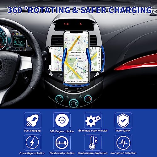 Wireless Car Charger Mount 15W Fast Charging Auto Clamping Car Phone Holder Mount Wireless Charging for Car Air Vent Compatible with All Android Smartphone(Red)