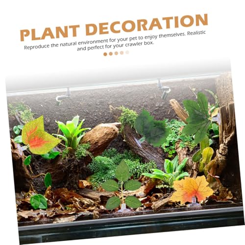 BESPORTBLE 10pcs Reptile Tank Plants with Suction Cups, Lifelike Artificial Terrarium Plant Ornaments for Lizard, Chameleon, Snake Habitat Decoration, Aquarium Landscaping Accessories