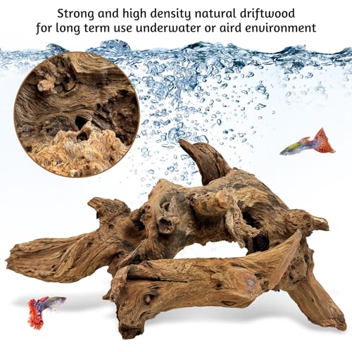kathson Large Natural Aquarium Driftwood Reptiles Branches Terrarium Ornament Sinkable Wood Decor Trunk Fish Tank Log Habitat Decoration (11"-17") - size: XL:1 Pack(11 - 17 inches)