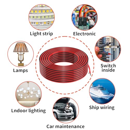 16 Gauge 2 Conductors 150FT Electrical Wire, Red Black Cable - size: 150FT, style: 16GAUGE