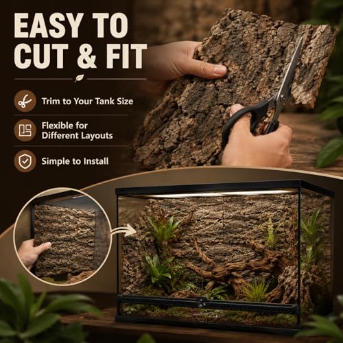 RHBLME 4 Pack Cork Bark, 11.8" L x 7.8" W Cork Bark for Reptiles, Cork Bark for Terrarium, Reptile Tank Background Terrarium Backdrop Wall Decor Natural Reptile Climbing Mat