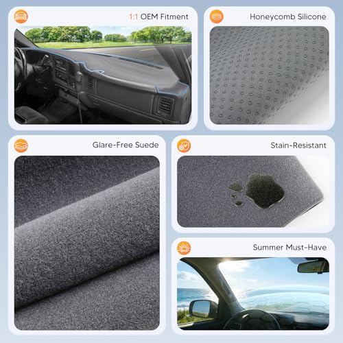 CARTIST Gray Dash Cover for 1999‑2006 Chevrolet Chevy Silverado GMC Sierra - color: 2)99-06 Silverado(Gray)