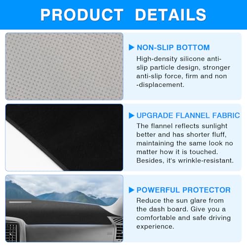 Autorder Dashboard Cover Mat for Chrysler 300 300C 2005-2010 Accessories Dash Cover Upgrade Flannel Dash Mat Sunshade Glare UV Rays Protector - size: Black 05-10 Chrysler 300