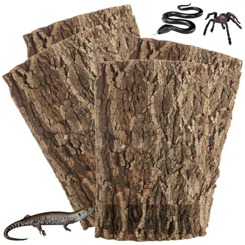 RHBLME 4 Pack Cork Bark, 11.8" L x 7.8" W Cork Bark for Reptiles, Cork Bark for Terrarium, Reptile Tank Background Terrarium Backdrop Wall Decor Natural Reptile Climbing Mat