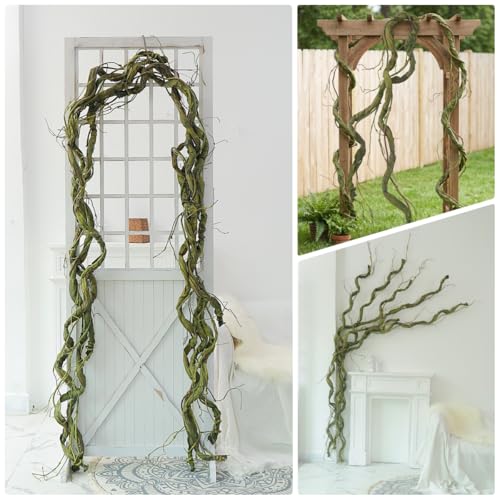 118in Bendable Greenery Garland Halloween Vine for Hanging Decor | Large Tree Branches Artificial Wall Grapevines Craft Plants Tree Trunk Creepy Jungle Twigs Reptile Climbing Mantel Decoration