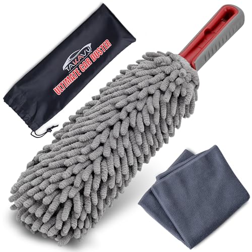 TAKAVU Car Duster Interior, 360° Microfiber Fingers, Lint & Scratch Free - size: Microfiber Chenille