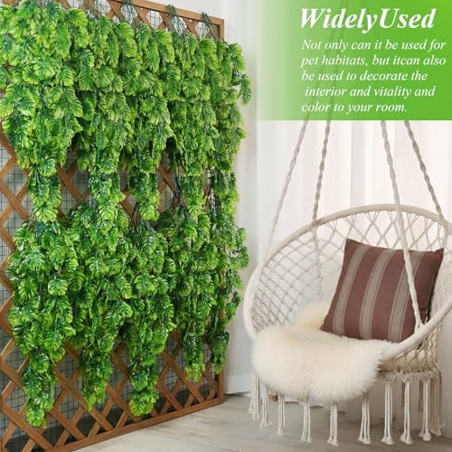 Suncalla Reptile Plants Terrarium Hanging Plants Vines Boston Climbing Terrarium Plant with Suction Cup for Bearded Dragons Lizards Crested Gecko Snake Crab Tank(Popular Series,Green) - style: Popular Series