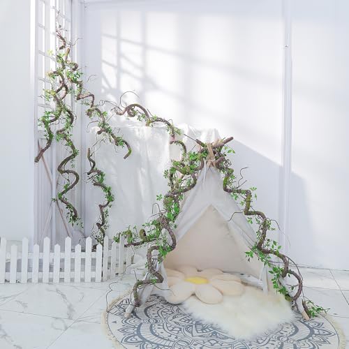 71 Inch Bendable Artificial Tree Vines Twine Branches Moss Greenery Plants Reptile Climbing Garland Twigs for Outdoor Camping Garden Wall Pipes Hanging Halloween Christmas Yules Decoration