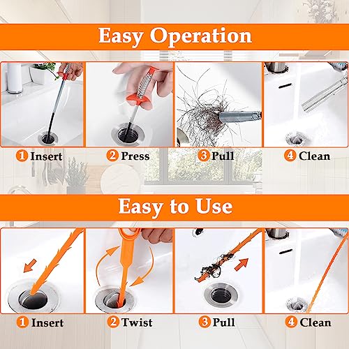 SDTC Tech 6-Pack 64 Inch Snake Drain Cleaner and 20 Inch Hair Clog Remover Flexible Spring Pipeline Claw Hook Retriever for Sewer Toilet Kitchen Sink Bathroom Tub - color: 5pcs 20inch+ 1pcs 64inch