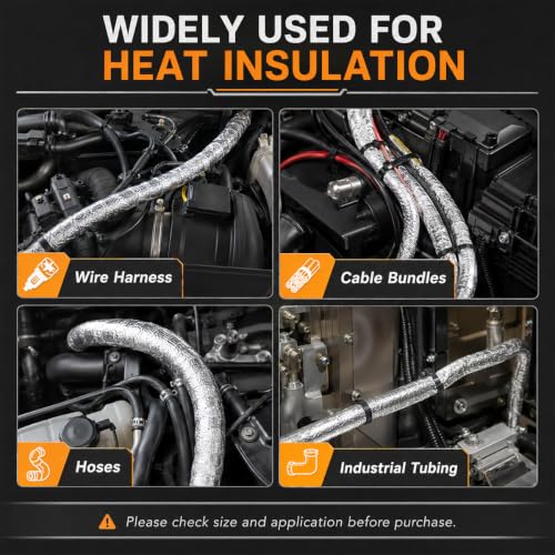 6mm Self Closed Aluminized Heat Shield Sleeve, 39" High Temp Fiberglass Sleeving Hoses Side Entry Protection, Heat Reflective Aluminized Protector for Automotive Exhaust Wire Harnesses - color: 6mm