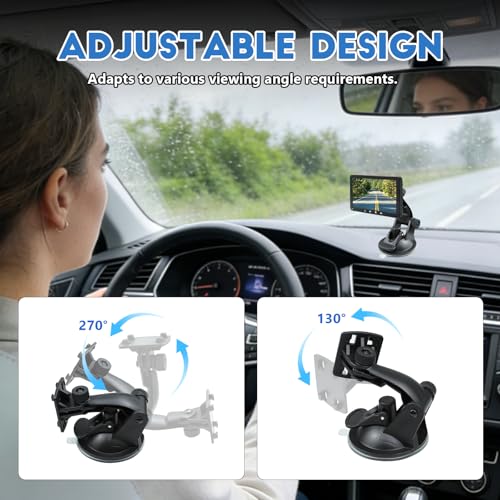 Car Backup Camera Monitor Mount, Reverse Camera Monitor Screen Bracket with Strong Suction Cup, Adjustable Windshield Mount for 4.3" & 5" Backup Cameras Display, Car Accessories