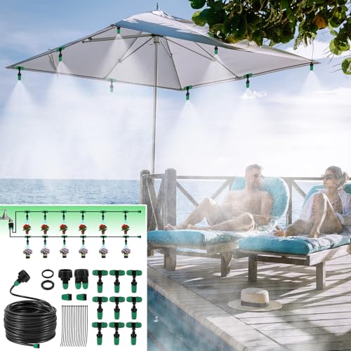 Misting Cooling System Greenhouse Misting System Automatic Garden Watering System Lock Barbed Drip Irrigation System with 1/4 inch Irrigation Tubing Mister for Patio Greenhouse Garden,Lawn. - size: Medium Drip Irrigation Kit