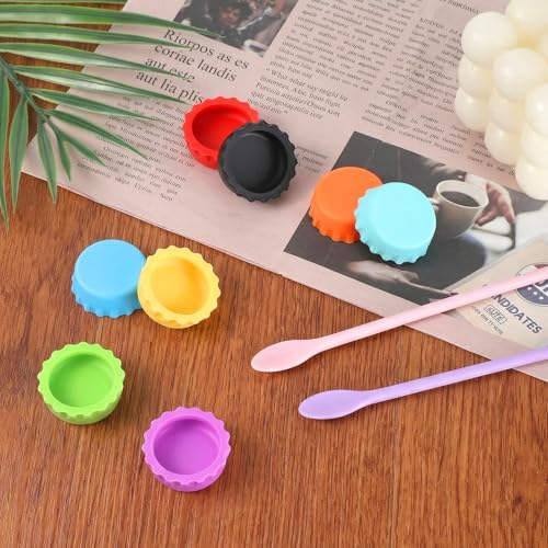 10 PCS Crested Gecko Food Dish Silicone Gecko Feeding Dishes Bowls and Spoon Bearded Dragon Crested Tank Accessories Reusable Reptile Dish with Feeding Spoons for Reptile Tanks Lizard Water Food