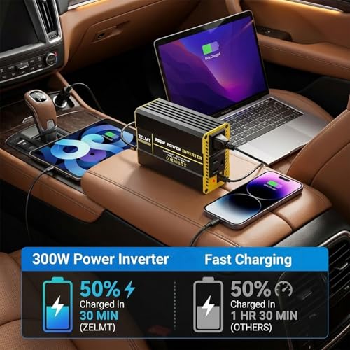 300W Car Power Inverter - DC 12V to 110V AC Car Plug Adapter