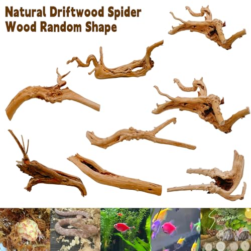 Hamiledyi 6PCS Aquarium Driftwood 6-8in Natural Spider Wood Branches Reptiles Aquarium Fish Tank Decoration Assorted - size: M:Spiderwood (6-8in 6PCS)