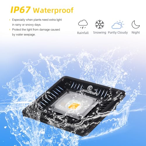 CANAGROW Waterproof Plant Light, Outdoor Grow Light, Sunlike Full Spectrum LED Grow Lamp, Refugium Light for Saltwater Aquarium, Without Noise, Heating Lamps for Plants Seeding Veg Blooming Fruiting - size: 1 Bulb White - 100 W