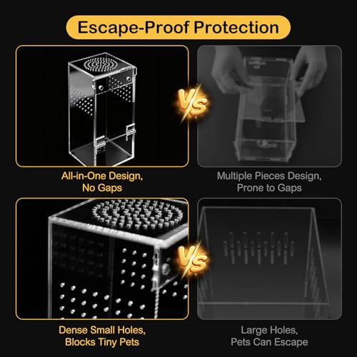Jumping Spider Enclosure Starter Kit,Escape Proof Ocean Terrarium | Praying Mantis Terrariums,Transparent Acrylic Complete Bug Habitat,All In One Arboreal Tarantula Cribs Cage,Insect Container - size: Small