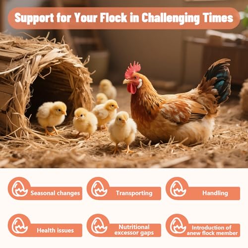 Chicken Electrolyte for Water, Ideal for Hydration, Immunity, Digestive Health, Chicken Vitamins, Electrolytes, and Probiotics, Multipurpose Poultry Vitamins for Chickens, Ducks, Turkeys, 8.8 OZ