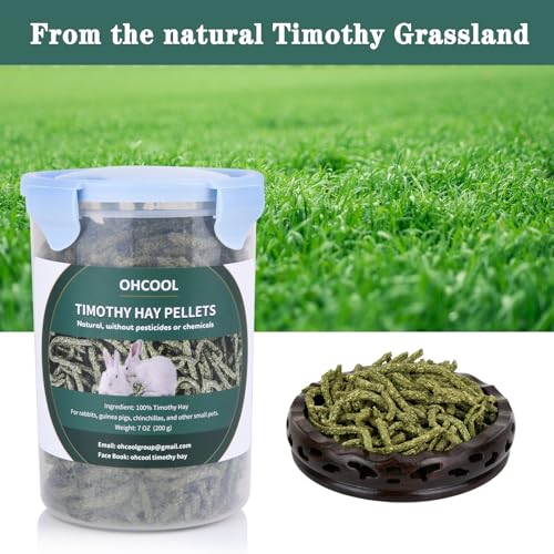 Timothy Hay Pellets 6.4oz for Rabbits & Tortoises | 100% premium timothy pellets with balanced nutrition for rabbits and tortoises