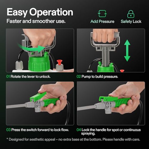 VIVOSUN 1.35 Gal/5L Pump Sprayer, Garden Water Sprayer for Plants, Weeds & Lawn Care, with 3 Nozzles, 50'' Long Hose & Pressure Relief Valve - size: 1.35 gal