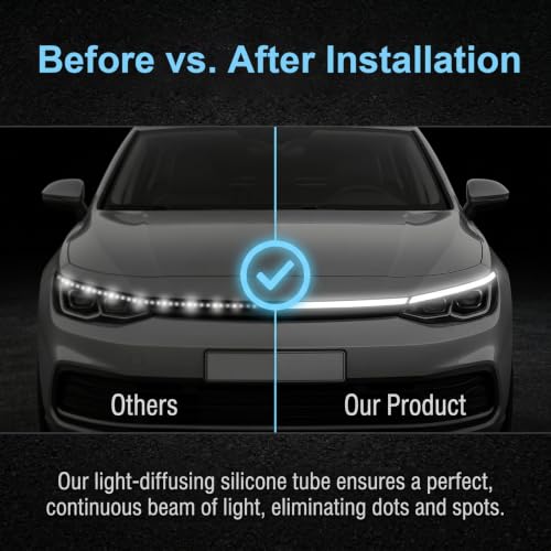 79 Inch LED Hood Light Strip, 12V Flexible Hood Grille Accent Lamp for Cars