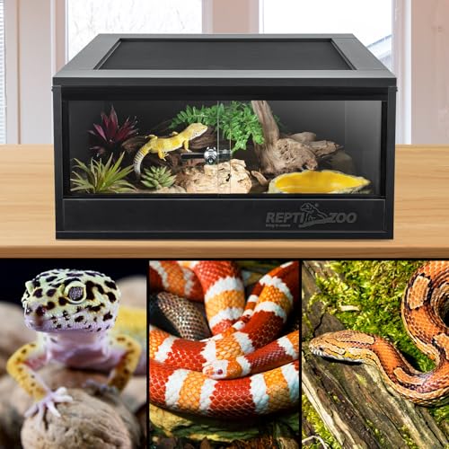 REPTI ZOO 20 Gallon PVC Reptile Terrarium, 24x18x12 inch Reptile Tank for Crested Gecko Leopard Gecko Snake Turtle Hermit Crab, Thermal Insulation Moisturizing - size: 24x18x12 inch