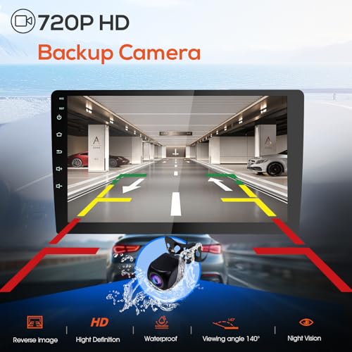 Haudio 10.1-Inch Double-DIN Android Car Stereo, Wireless Apple CarPlay and Android Auto, 2GB RAM, 64GB Storage, Bluetooth, Backup Camera, GPS Navigation, Wi-Fi, FM/AM/RDS Radio, 1280 x 720 Touchscreen - size: 10.1 inch