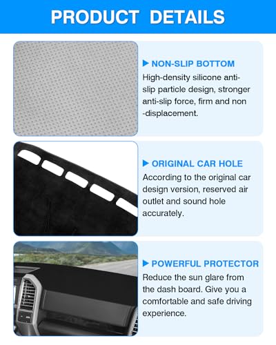 Autorder Dashboard Cover Mat for 2018-2021 Ford Expedition Accessories Dash Cover Flannel Dash Mat Sunshade Glare UV Rays Protector - size: Black 18-21 Expedition