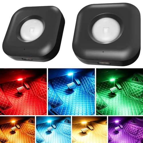 4PCS Car LED Lights Interior Wireless, 7 Color Ambient Lighting