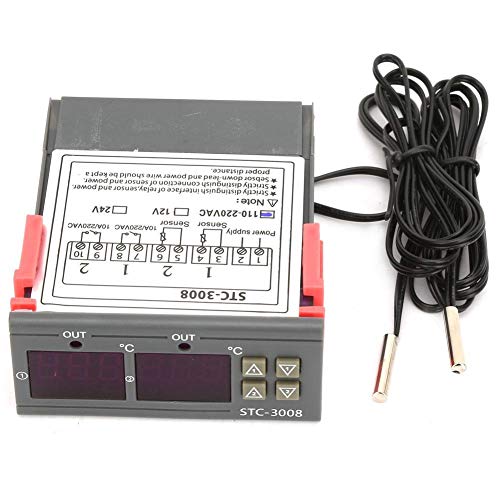 STC-3008 Dual Display Dual NTC Probe Sensor Digital Temperature Thermostat Controller(110-220V)