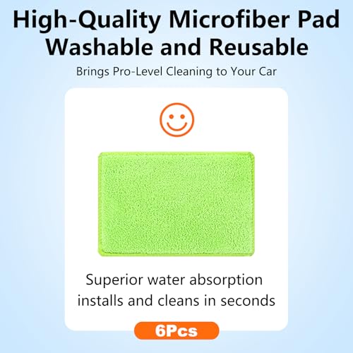 Windshield Cleaner Tool with 6 Reusable Magic Fiber Pads & Spray Bottle