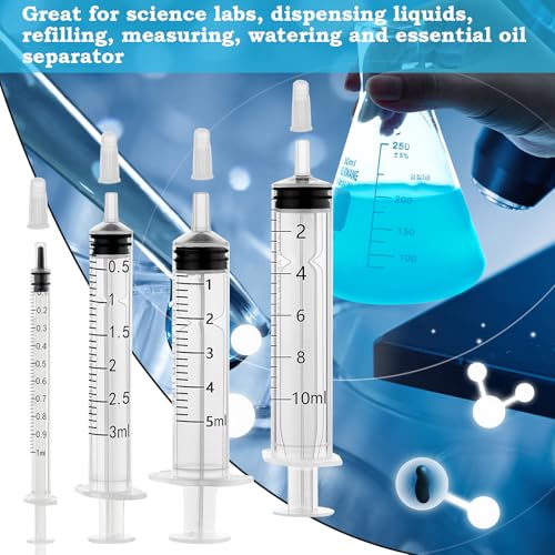 10 Pack 5ml/cc Syringe with Cap, Small Plastic Syringes without Needle, Individually Wrapped, for Liquid Oral Measurement, Scientific Lab, Colostrum Collect, Feeding Pet, Watering - style: 5ml