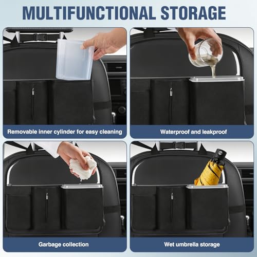 Nilight Car Seat Back Organizer 1PC Black PU Leather Universal - color: Black Leather w/Bucket-1 Pc Short Szie