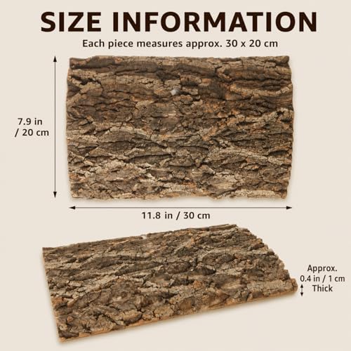 RHBLME 4 Pack Cork Bark, 11.8" L x 7.8" W Cork Bark for Reptiles, Cork Bark for Terrarium, Reptile Tank Background Terrarium Backdrop Wall Decor Natural Reptile Climbing Mat
