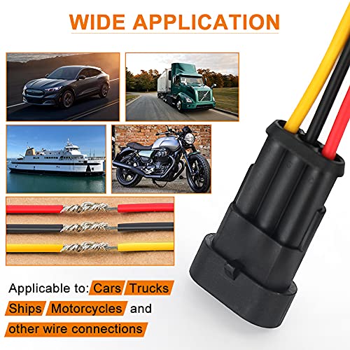 NAOEVO 3 Pin Connector Waterproof, 16 AWG 3 Wire Connectors, 6 Kits - size: 3 Pin
