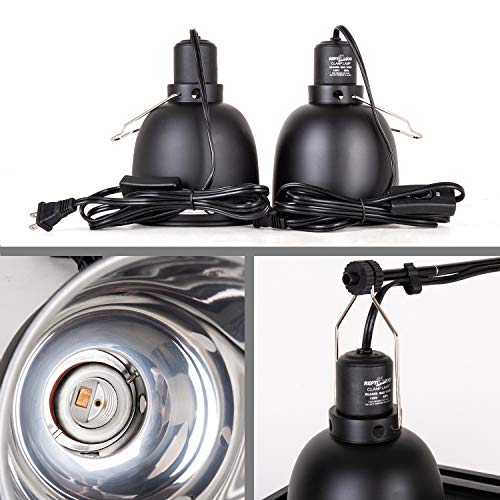 REPTI ZOO Reptile Light Fixture 2 Packs 5.5 Inch Deep Dome Lamp Cap, Optical Reflection Cover for Reptile Glass Terrariums