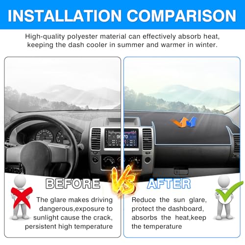Autorder Gray Dashboard Cover Mat for Nissan Frontier 2007-2021 / Suzuki Equator 2009-2012 Accessories Dash Cover Upgrade Polyester Dash Mat Sunshade Glare UV Rays Protector - size: Gray 07-21 Nissan Frontier