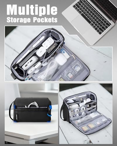 Smasrob Electronics Organizer Travel Case, Tech Bag Charger Pouch, Black - color: Black