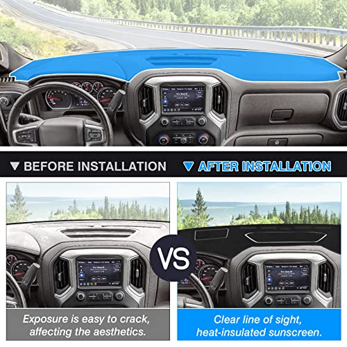 Autorder Dashboard Cover Mat for 2019-2025 Chevy Silverado 1500 2500HD 3500HD/GMC Sierra Accessories Dash Cover Flannel Dash Mat Sunshade Protector(Just Fit the Models Without Forward Collision Alert) - size: Black 19-25 Silverado