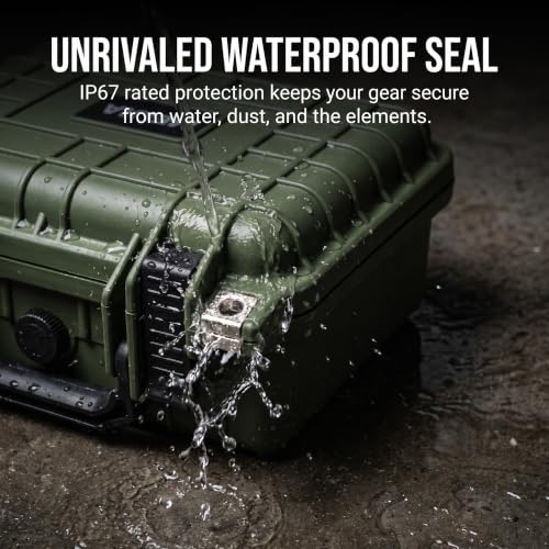 MEIJIA Portable All Weather IP67 Waterproof Protective Case,Hard Camera Case,Dry Case with Customizable Foam,Fit Use Of Drones,Camera,Equipments,10.62 x9.68x4.87inches - color: Green