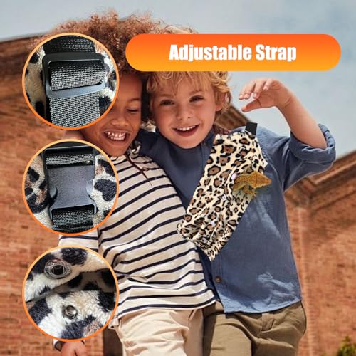 Portable Bearded Dragon Backpack Carrier with Leash and Harness Set, Beardie Carrier, Lizard Adjustable Harness with Leather Wings and Sling Bag, Reptile Small Pet Travel Cage - color: Pink