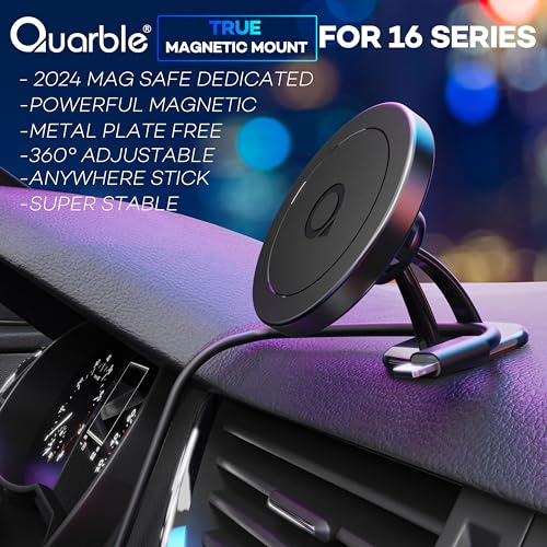 Compatible with Mag Safe Car Mount Dashboard Magnetic 360° Adjustable Phone Holder Soft Rubber Front Compatible with iPhone 16/15/ 14/13/ 12/ Pro/Pro Max No Metal Plate Needed Since 2021